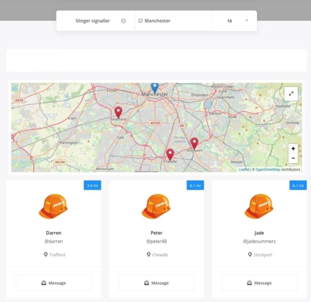 database of crane lifting personnel